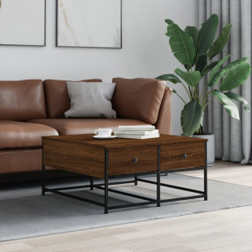 Coffee Table Brown Oak Engineered wood, Metal Medium Co...