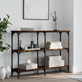 Console Table Smoked Oak Engineered Wood, Metal Narrow