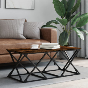 Coffee Table Smoked Oak Engineered Wood, Metal Compact ...