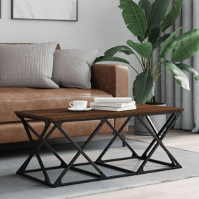 Coffee Table Brown Oak Engineered Wood, Metal Medium Du...