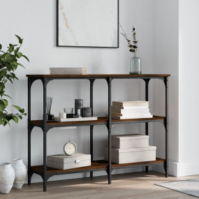 Console Table Brown Oak Engineered Wood, Metal