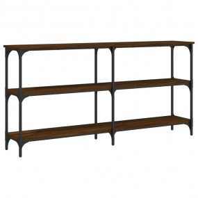 Console Table Brown Oak Engineered Wood, Metal Narrow L...
