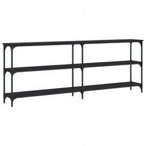 Console Table Black Engineered Wood, Metal Large Adjust...