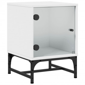 Bedside Cabinet White Engineered wood, Glass, Steel