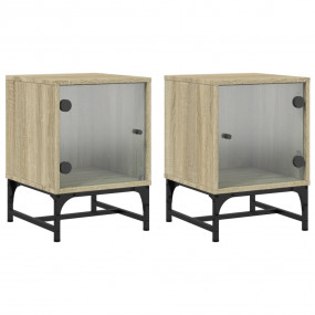 Bedside Cabinet Set of 2 Sonoma Oak Engineered wood, gl...