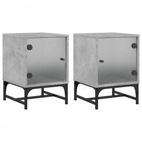 Bedside Cabinet Set of 2 Concrete grey