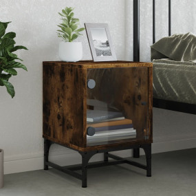 Bedside Cabinet Smoked Oak Engineered wood, glass, stee...