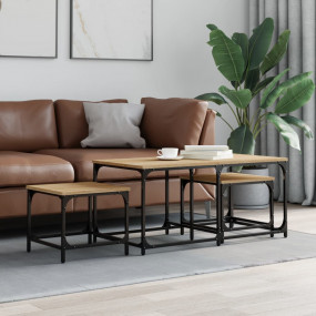 Nesting Coffee Table Set of 3 Sonoma oak Engineered woo...