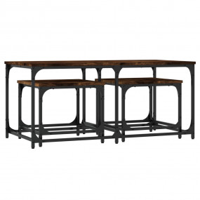 Nesting Coffee Table Set of 3 Smoked Oak Engineered Woo...