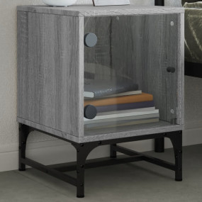 Bedside Cabinet Grey Sonoma Engineered wood, glass, ste...