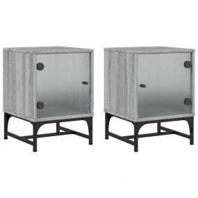 Bedside Cabinet Set of 2 Grey Sonoma Engineered wood, g...