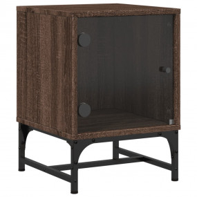 Bedside Cabinet Brown Oak Engineered wood, Glass, Steel...