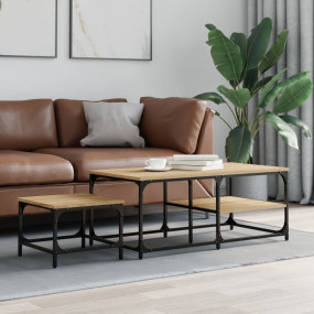 Nesting Coffee Table Set of 2 Sonoma oak Engineered woo...