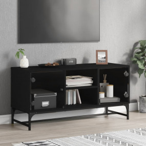 TV Cabinet Black Engineered wood, glass, steel Medium D...