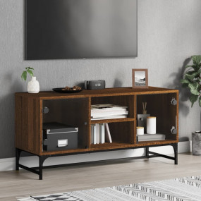TV Cabinet Brown Oak Engineered wood, glass, steel