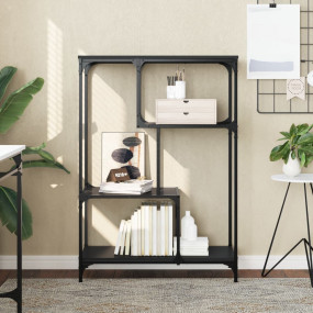 Bookshelf Black Engineered wood and steel 31.9 x 14.2 x...