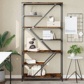 Bookshelf Smoked Oak Engineered Wood, Steel 35.8x14.2x6...