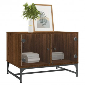 Coffee Table Brown Oak Engineered wood, glass, steel Me...
