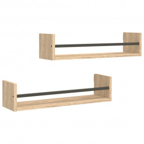 Wall Shelf Set of 2 Sonoma oak Engineered wood, steel