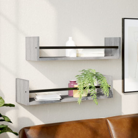 Wall Shelf Set of 2 Gray Sonoma Engineered wood, steel ...