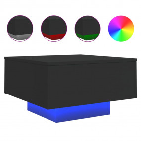 Coffee Table Black Engineered Wood 21.7 in square Light...