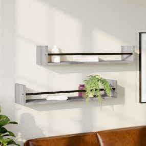 Wall Shelf Set of 2 Grey Sonoma Engineered wood, steel ...
