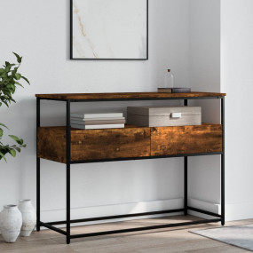 Console Table Smoked Oak Engineered Wood and Metal