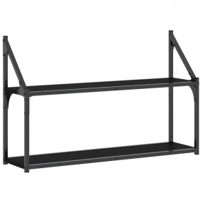 Wall Shelf Black Engineered wood, Steel 31.5 in x 8.3 i...