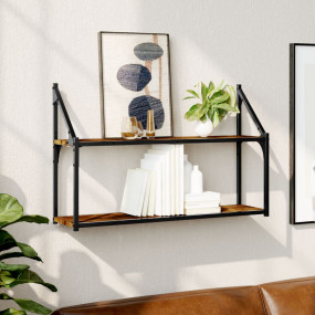 Wall Shelf Smoked Oak Engineered Wood, Steel 31.5 x 8.3...