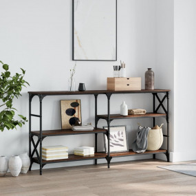 Console Table Brown oak Engineered wood, steel Medium
