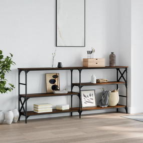 Console Table Brown oak Engineered wood, steel Adjustab...