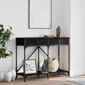 Console Table Black Engineered wood and steel 39.4x15.4...