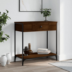 Console Table Brown oak Engineered wood, metal