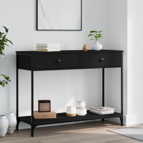 Console Table Black Engineered Wood, Metal Medium Adjus...