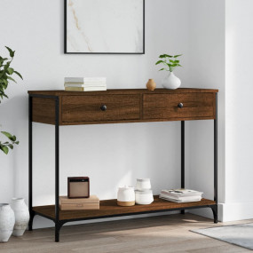 Console Table Brown Oak Engineered Wood 39.4x13.6x29.5 ...