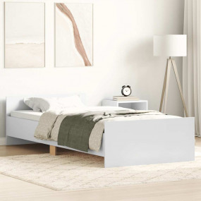 Bed Frame White Engineered wood, solid pinewood Single ...