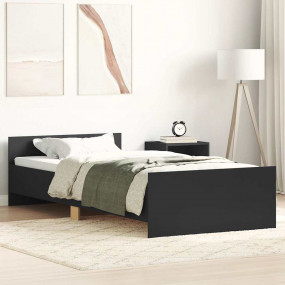 Bed Frame Black Engineered wood, solid pine Twin size D...