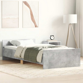 Bed Frame Concrete grey Engineered wood, solid pine woo...