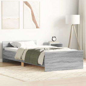 Bed Frame Grey Sonoma Engineered wood, Solid Pine wood,...