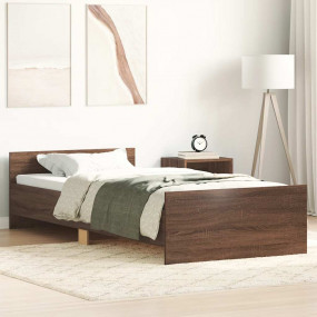 Bed Frame Brown Oak Engineered wood Twin Sturdy Bed Fra...