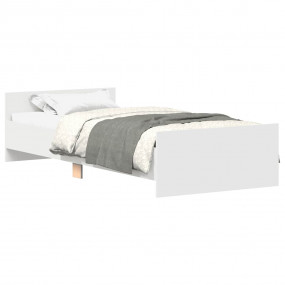 Bed Frame White Engineered Wood Single Modern Bed Frame