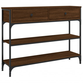 Console Table Brown Oak Engineered Wood and Metal