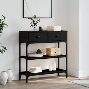 Console Table Black Engineered wood and metal 28.5x9.8x...