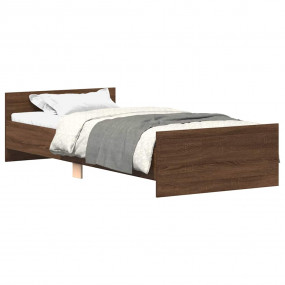 Bed Frame Brown Oak Engineered wood Single Modern Bed F...