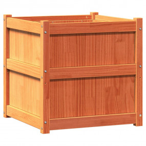 Garden Planter Set of 2 Wax Brown Solid Pine Wood