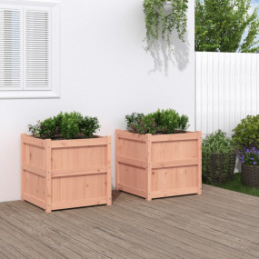 Garden Planter Set of 2 Natural wood Solid douglas wood...