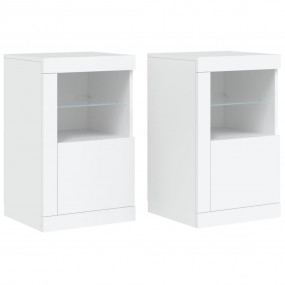 Side Cabinet Set of 2 White Engineered wood Medium Side...