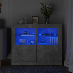 Side Cabinet Set of 2 Concrete Gray Engineered wood, gl...
