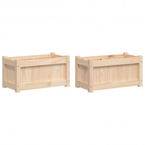 Garden Planter Set of 2 Natural wood Solid pine wood Me...