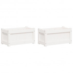 Garden Planter Set of 2 White Solid pine wood Medium